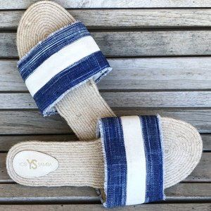YOSI SAMRA *NWOT* Reese Slides Birch/Denim Size 11